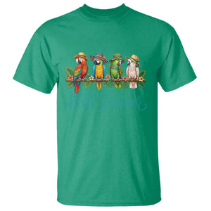 Hello Summer Parrots T Shirt Tropical Beach Vacation Graphic TS12 Irish Green Print Your Wear