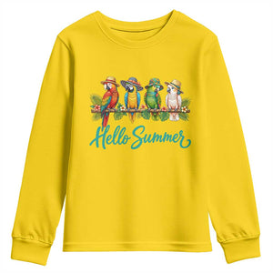Hello Summer Parrots Youth Sweatshirt Tropical Beach Vacation Graphic TS12 Daisy Print Your Wear
