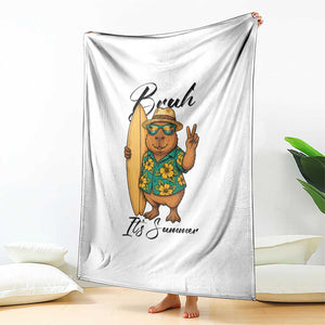 Bruh Its Summer Throw Blanket Funny Capybara Surfer Beach Vacation Gift TS12 Print Your Wear