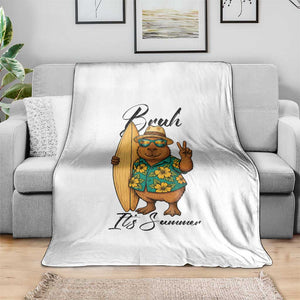 Bruh Its Summer Throw Blanket Funny Capybara Surfer Beach Vacation Gift TS12 Print Your Wear