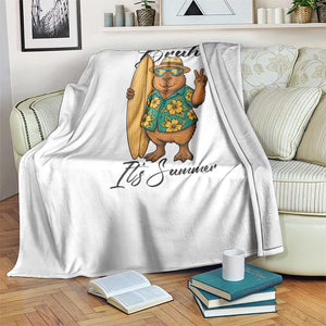 Bruh Its Summer Throw Blanket Funny Capybara Surfer Beach Vacation Gift TS12 Print Your Wear