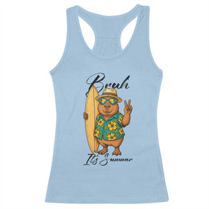 Bruh Its Summer Racerback Tank Top Funny Capybara Surfer Beach Vacation Gift TS12 Light Blue Print Your Wear