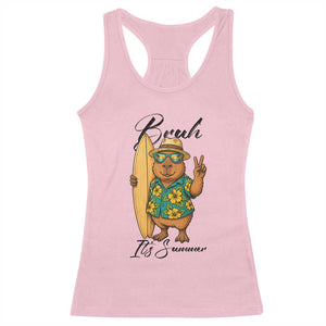 Bruh Its Summer Racerback Tank Top Funny Capybara Surfer Beach Vacation Gift TS12 Light Pink Print Your Wear