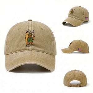 Bruh Its Summer Washed Cotton Baseball Cap Funny Capybara Surfer Beach Vacation Gift TS12 Washed Cap Universal Fit Khaki Print Your Wear