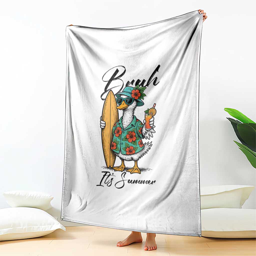 Bruh Its Summer Throw Blanket Funny Hawaiian Goose Surfer Graphic TS12 Print Your Wear