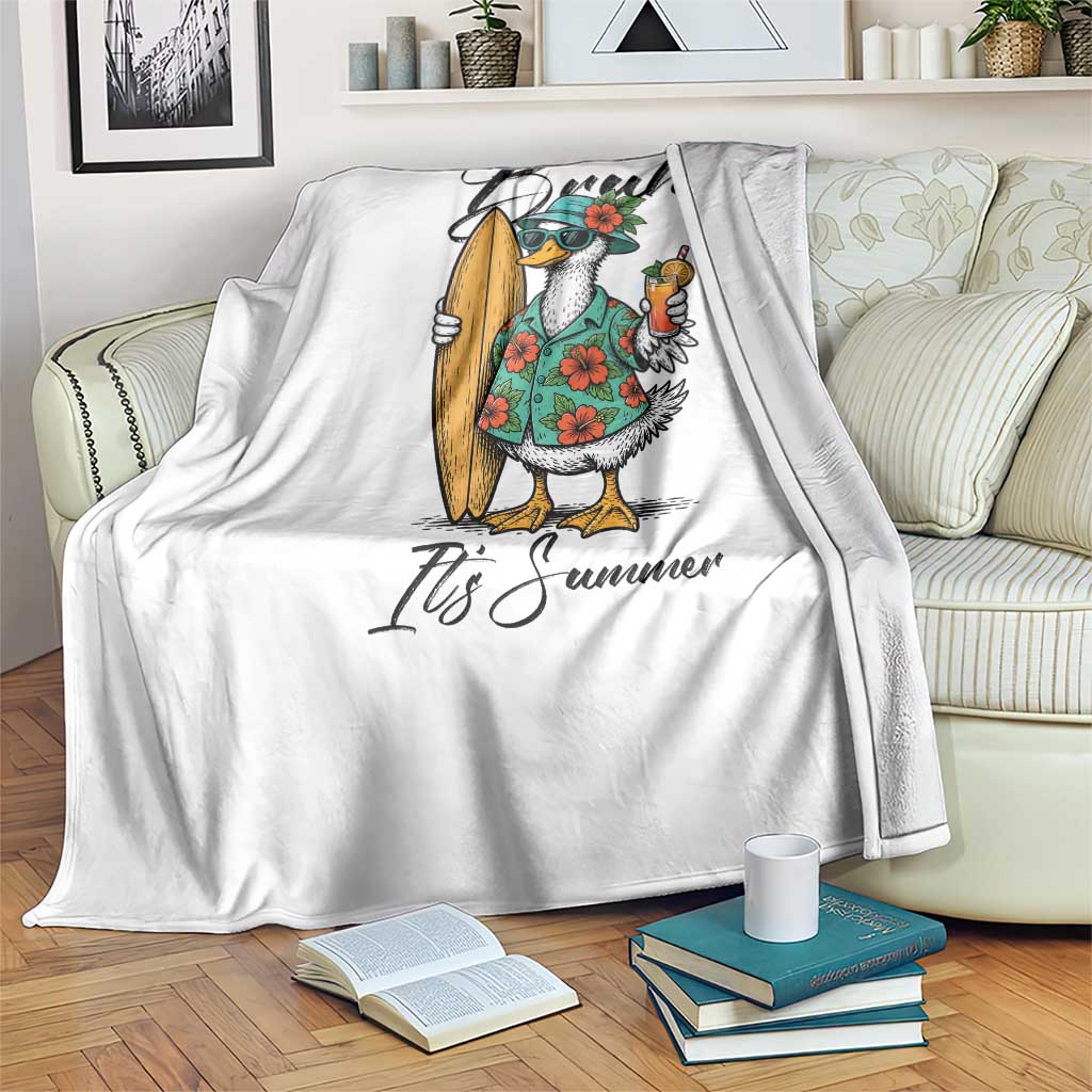 Bruh Its Summer Throw Blanket Funny Hawaiian Goose Surfer Graphic TS12 Print Your Wear