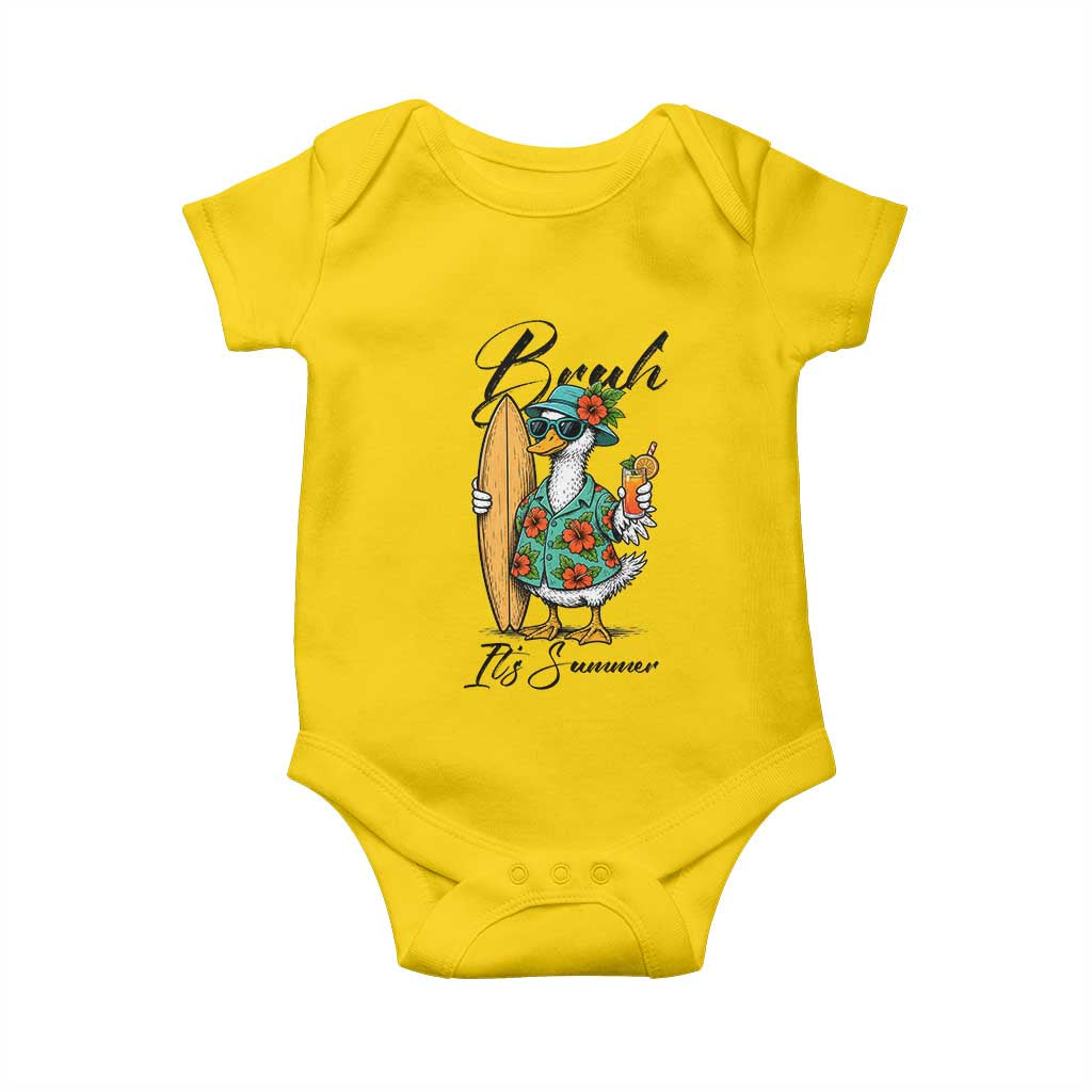 Bruh Its Summer Baby Onesie Funny Hawaiian Goose Surfer Graphic TS12 Daisy Print Your Wear