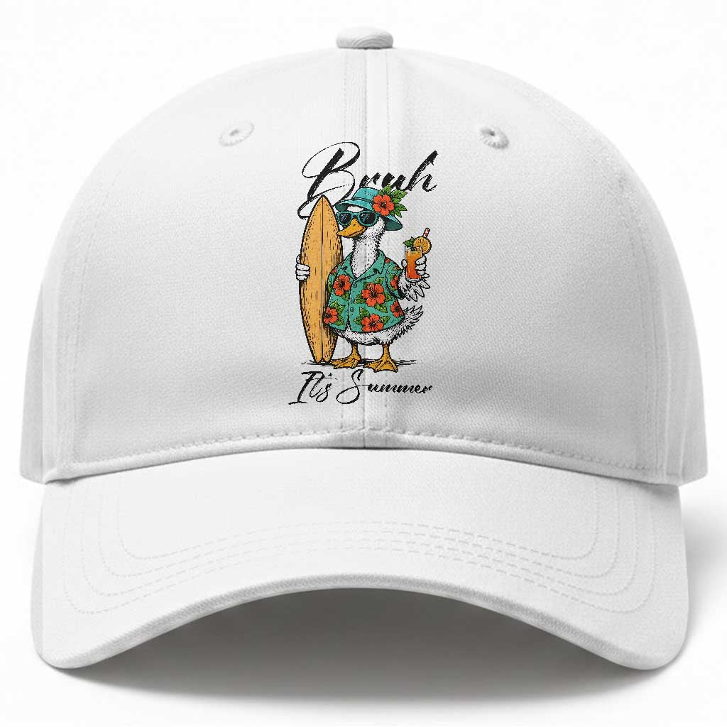 Bruh Its Summer Baseball Cap Funny Hawaiian Goose Surfer Graphic TS12 Print Your Wear