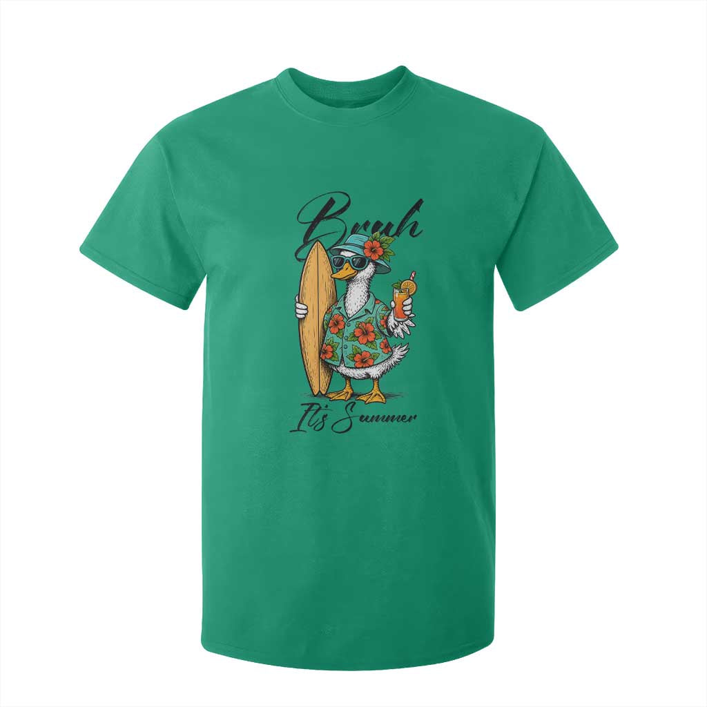 Bruh Its Summer T Shirt For Kid Funny Hawaiian Goose Surfer Graphic TS12 Irish Green Print Your Wear