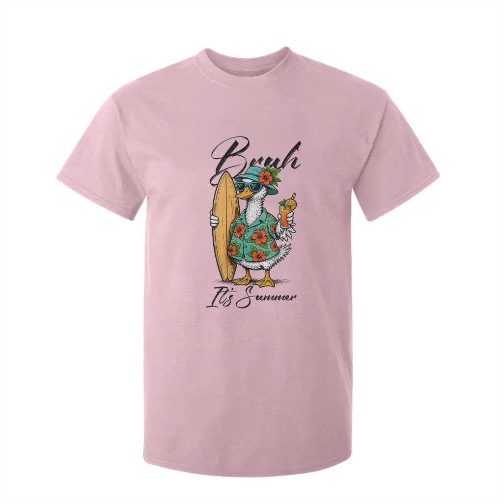 Bruh Its Summer T Shirt For Kid Funny Hawaiian Goose Surfer Graphic TS12 Light Pink Print Your Wear