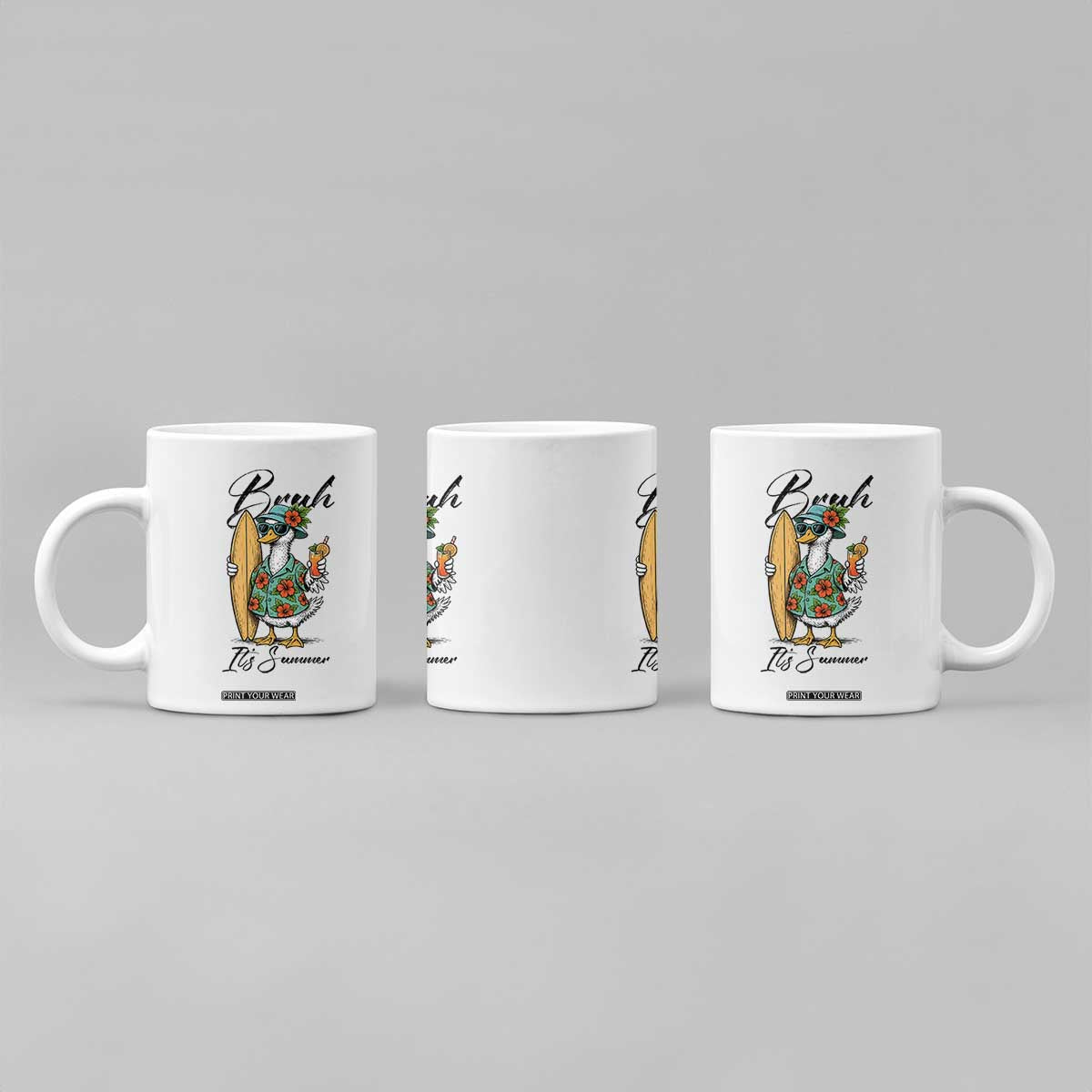 Bruh Its Summer Coffee Mug Funny Hawaiian Goose Surfer Graphic TS12 Print Your Wear