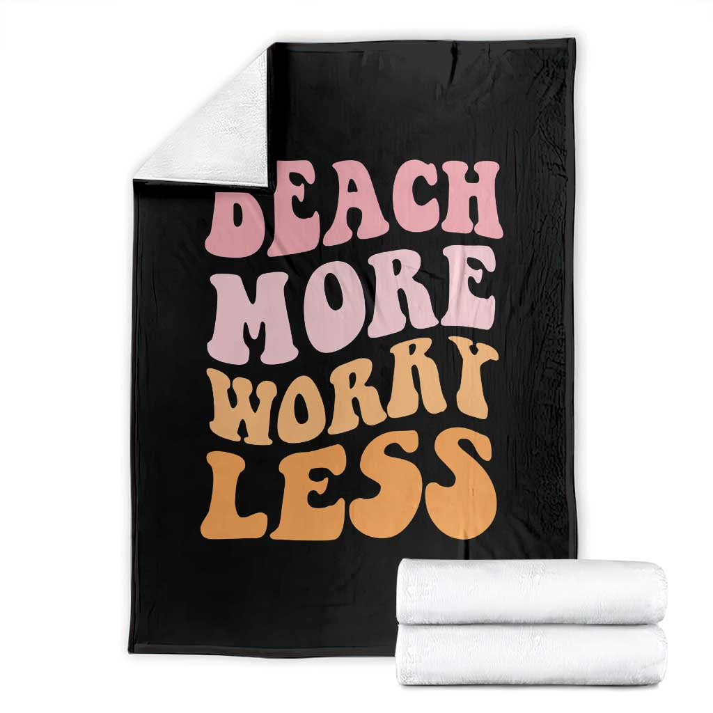 Beach More Worry Less Throw Blanket Boho Summer Vacation TS12 Black Print Your Wear