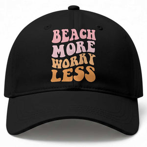 Beach More Worry Less Baseball Cap Boho Summer Vacation TS12 Print Your Wear