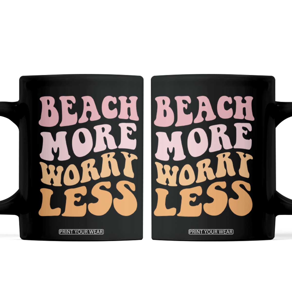Beach More Worry Less Coffee Mug Boho Summer Vacation TS12 Black Print Your Wear