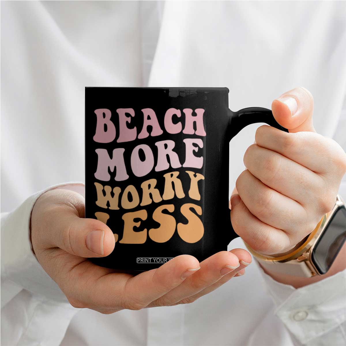 Beach More Worry Less Coffee Mug Boho Summer Vacation TS12 Print Your Wear