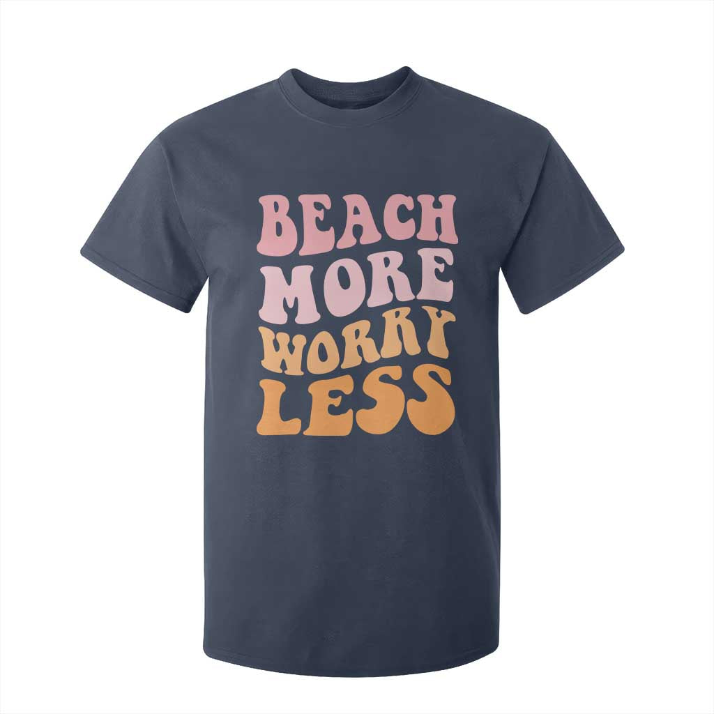 Beach More Worry Less T Shirt For Kid Boho Summer Vacation TS12 Navy Print Your Wear