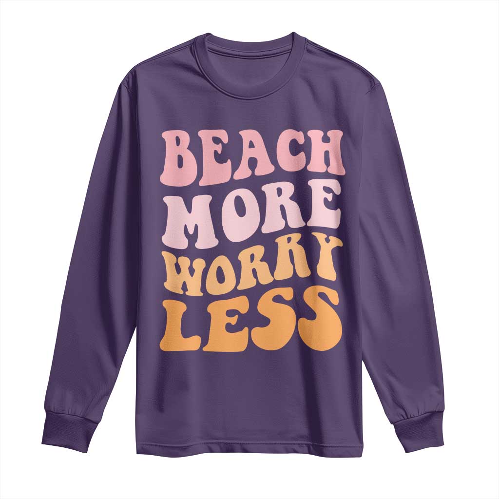 Beach More Worry Less Long Sleeve Shirt Boho Summer Vacation TS12 Purple Print Your Wear