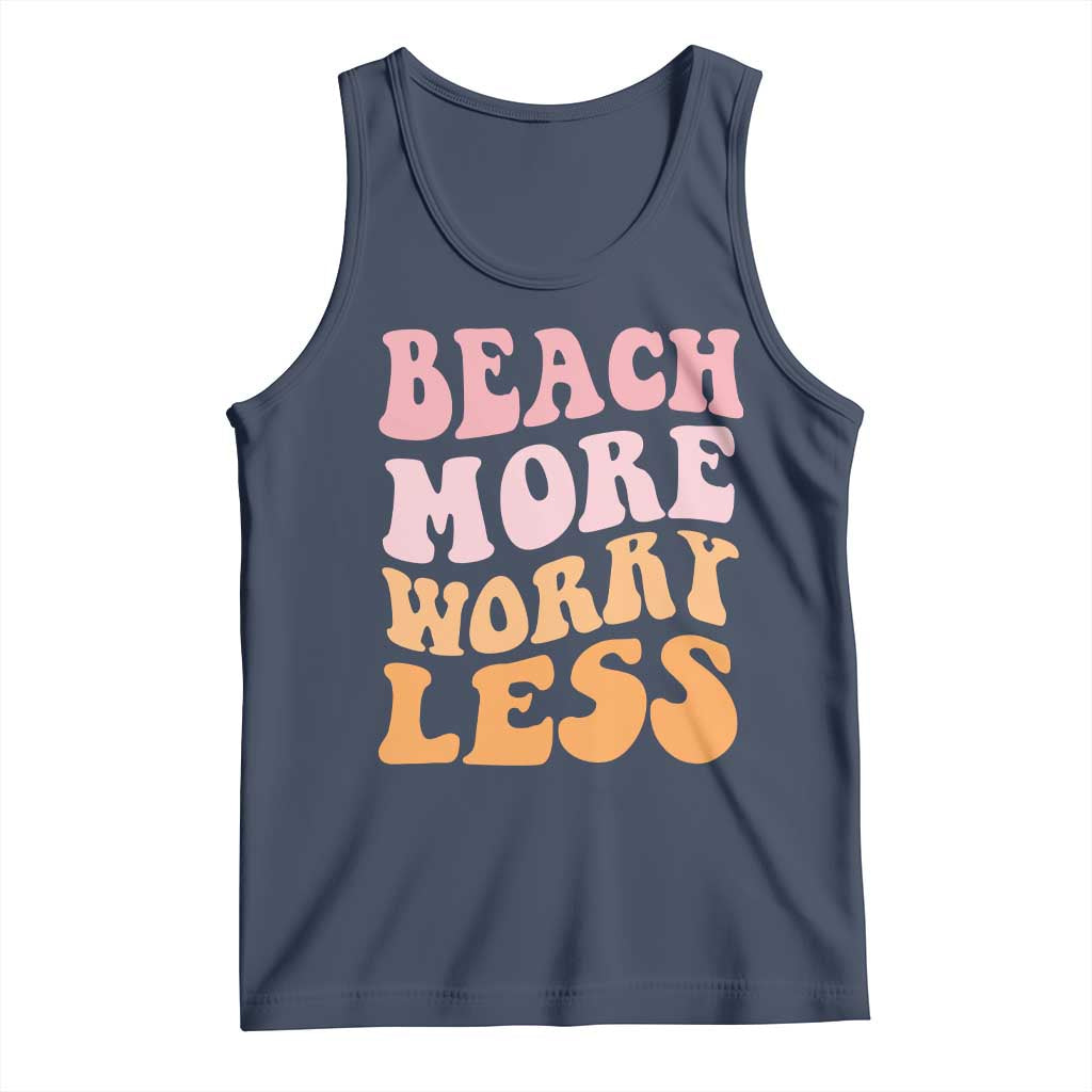 Beach More Worry Less Tank Top Boho Summer Vacation TS12 Navy Print Your Wear