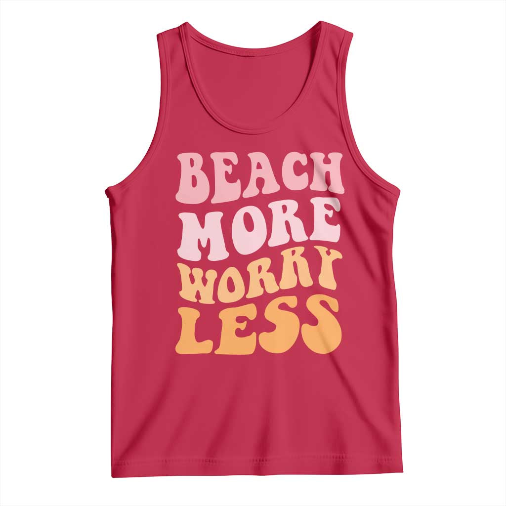 Beach More Worry Less Tank Top Boho Summer Vacation TS12 Red Print Your Wear
