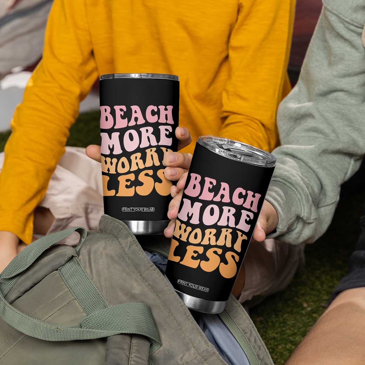 Beach More Worry Less Tumbler Cup Boho Summer Vacation TS12 Print Your Wear
