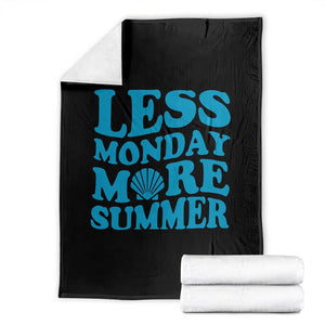 Less Monday More Summer Throw Blanket Retro Beach Seashell Graphic TS12 Black Print Your Wear