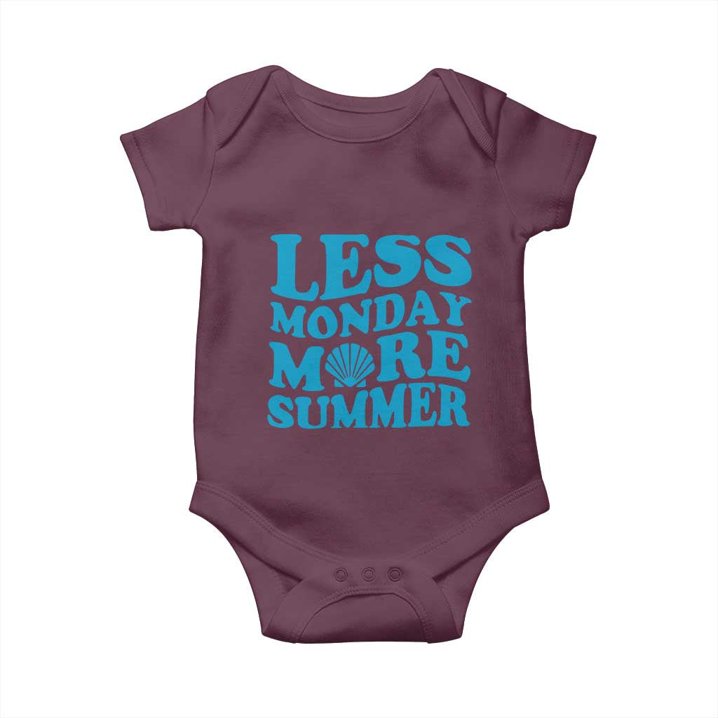 Less Monday More Summer Baby Onesie Retro Beach Seashell Graphic TS12 Maroon Print Your Wear