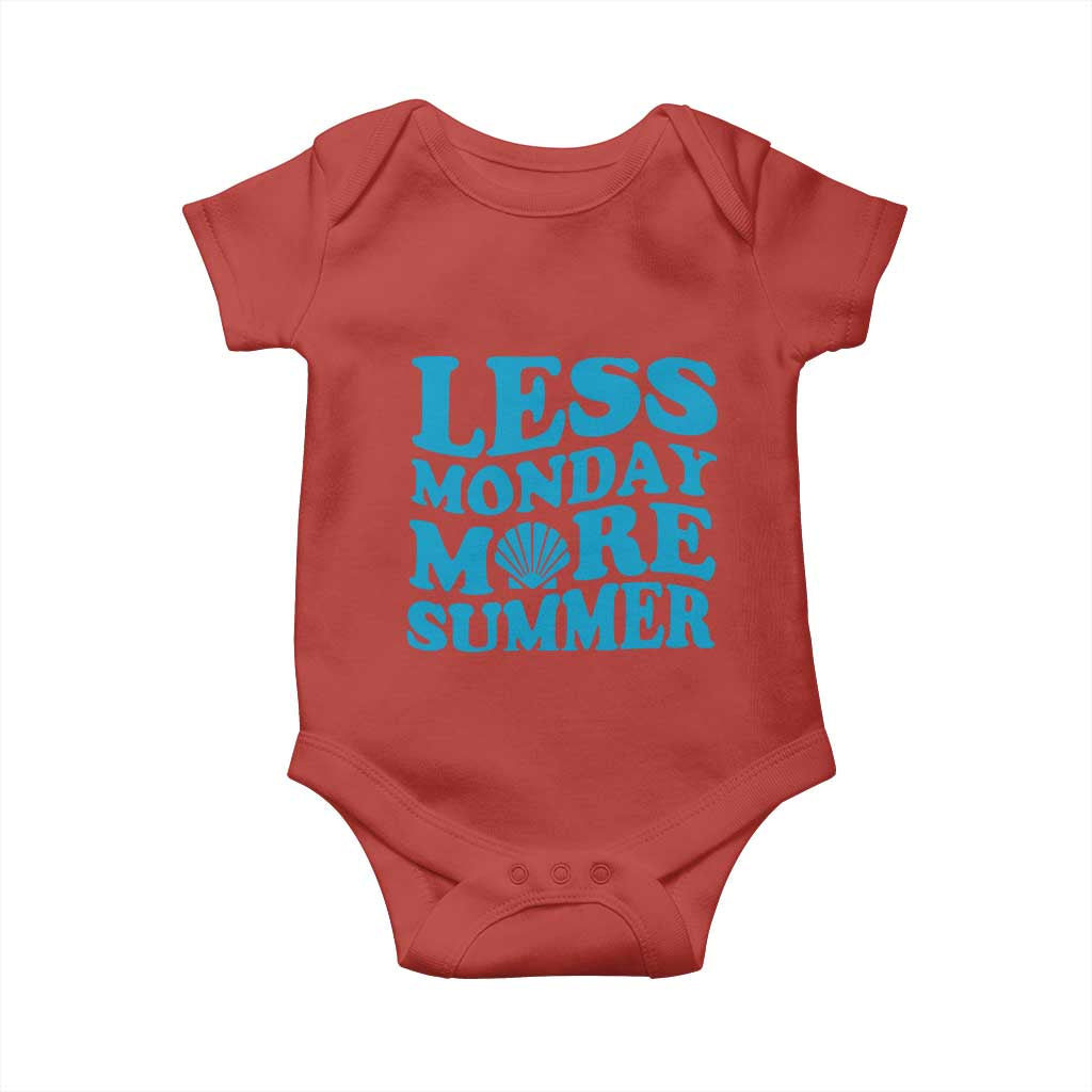 Less Monday More Summer Baby Onesie Retro Beach Seashell Graphic TS12 Red Print Your Wear
