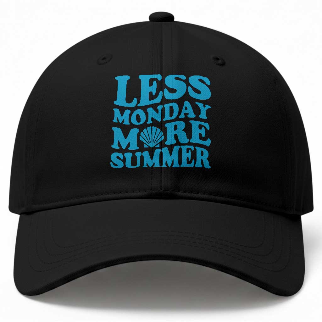 Less Monday More Summer Baseball Cap Retro Beach Seashell Graphic TS12 Print Your Wear