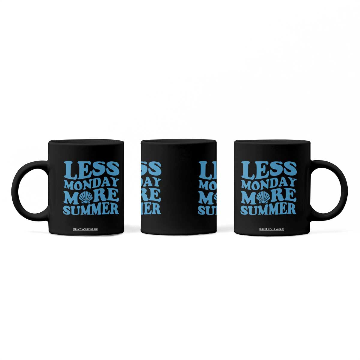 Less Monday More Summer Coffee Mug Retro Beach Seashell Graphic TS12 Print Your Wear