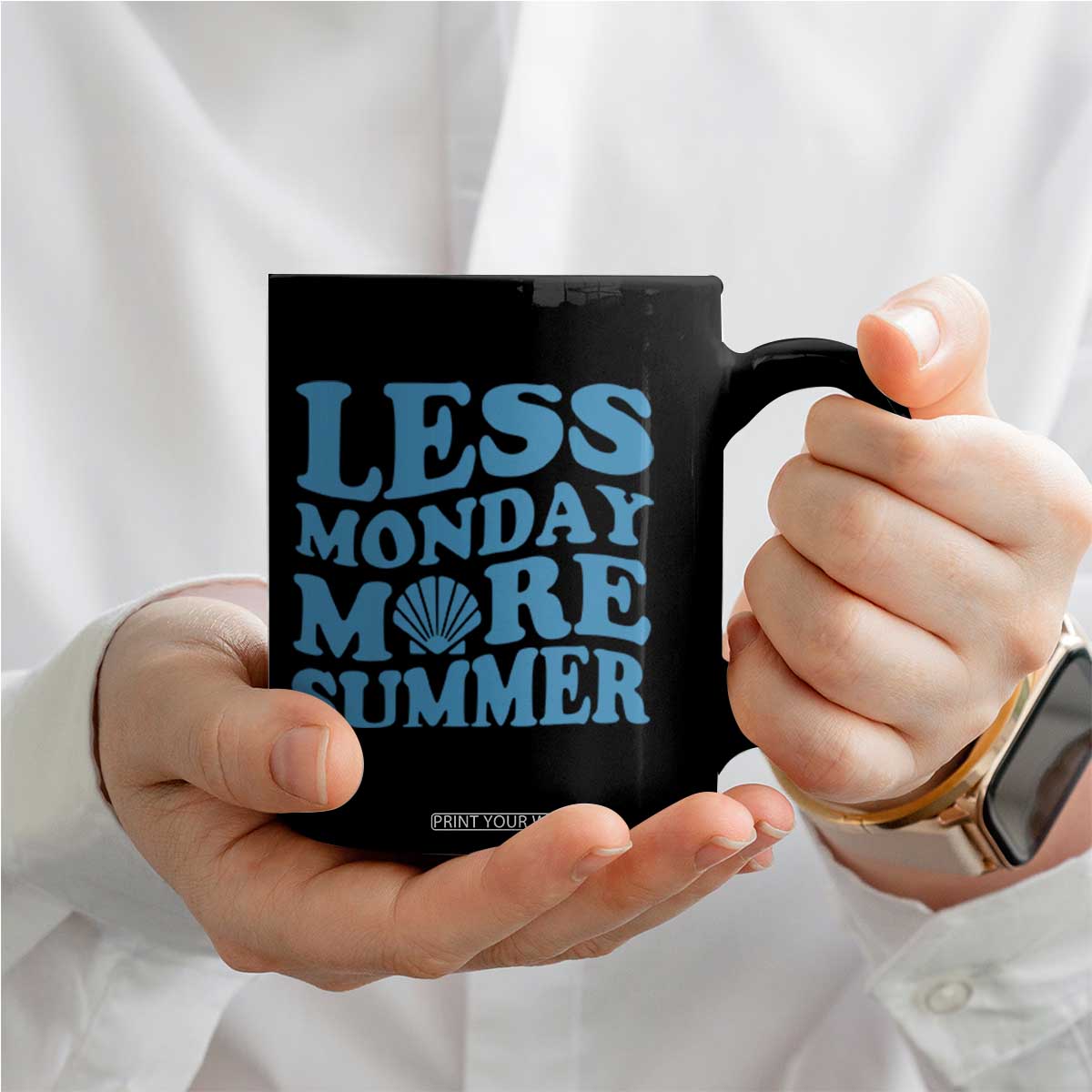Less Monday More Summer Coffee Mug Retro Beach Seashell Graphic TS12 Print Your Wear