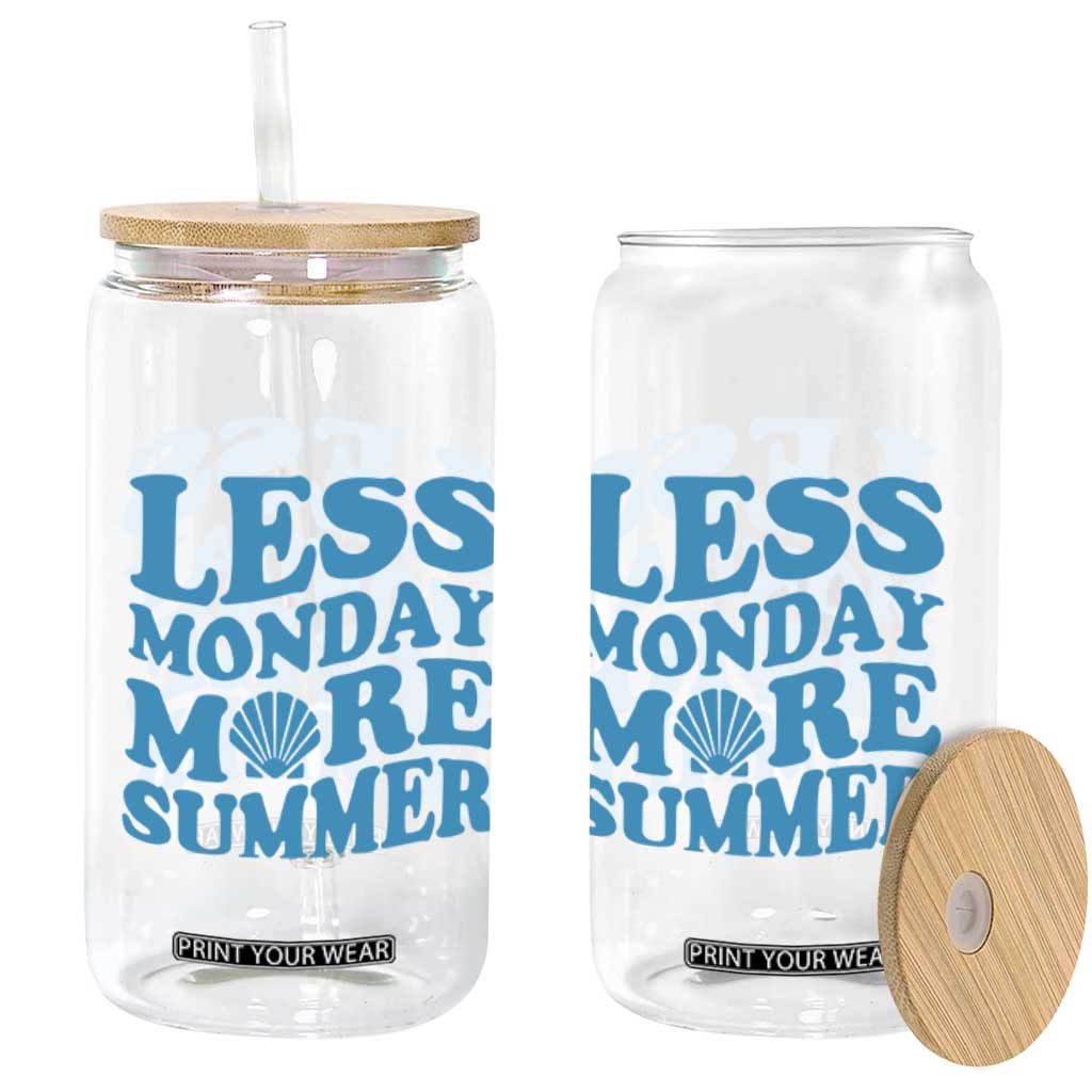 Less Monday More Summer Glass Can Retro Beach Seashell Graphic TS12 Print Your Wear