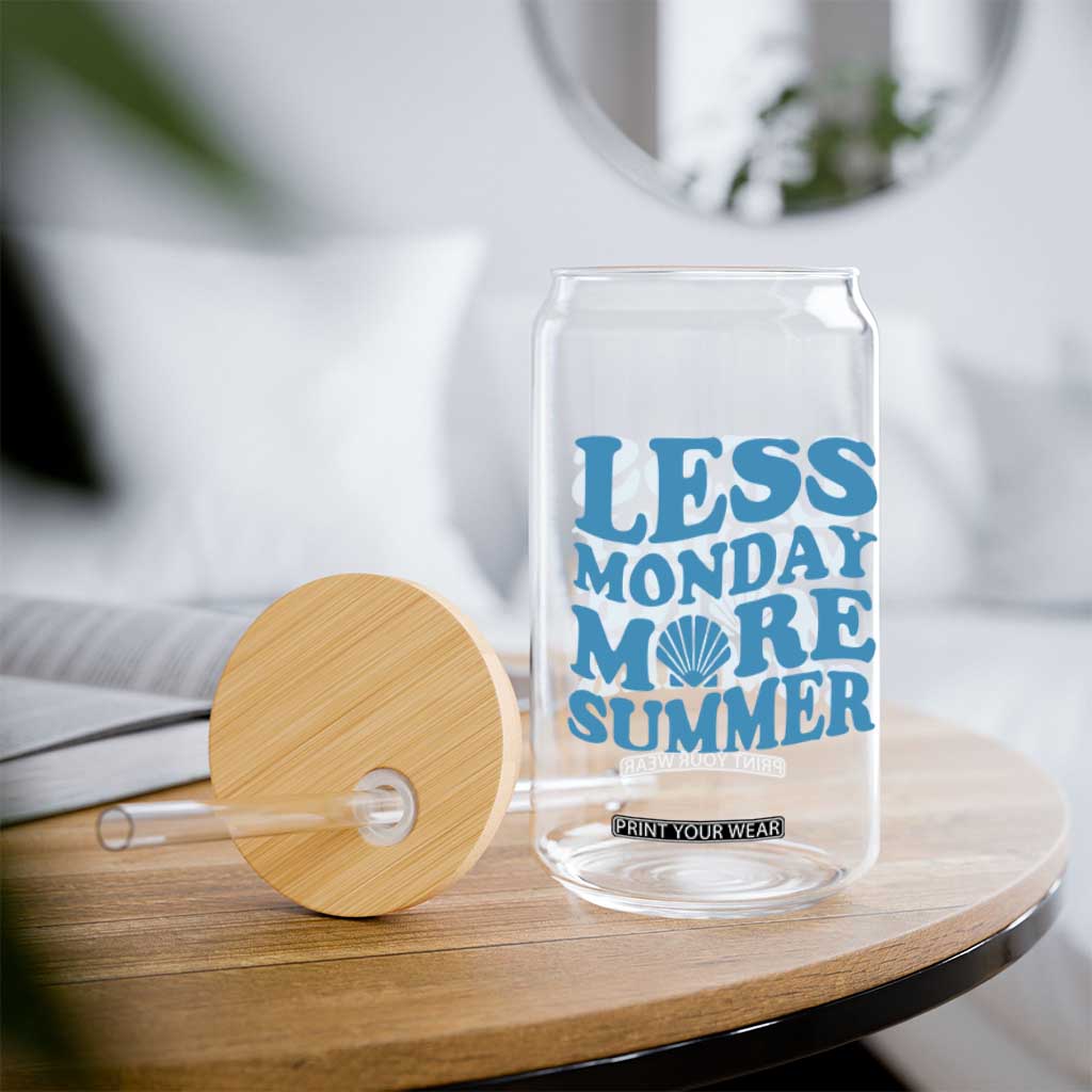 Less Monday More Summer Glass Can Retro Beach Seashell Graphic TS12 Print Your Wear