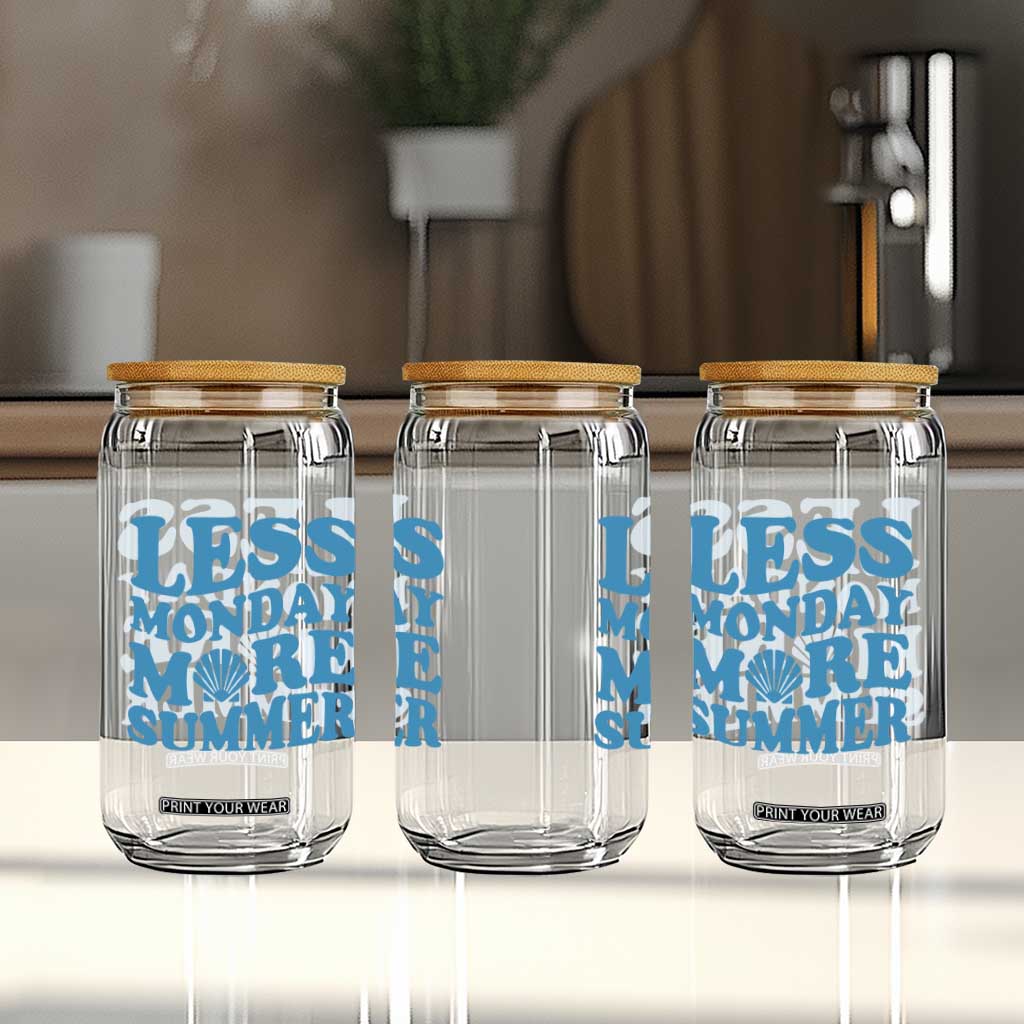 Less Monday More Summer Glass Can Retro Beach Seashell Graphic TS12 Print Your Wear