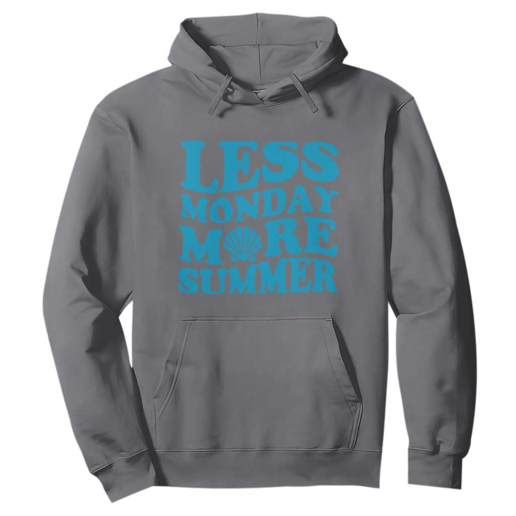 Less Monday More Summer Hoodie Retro Beach Seashell Graphic TS12 Charcoal Print Your Wear