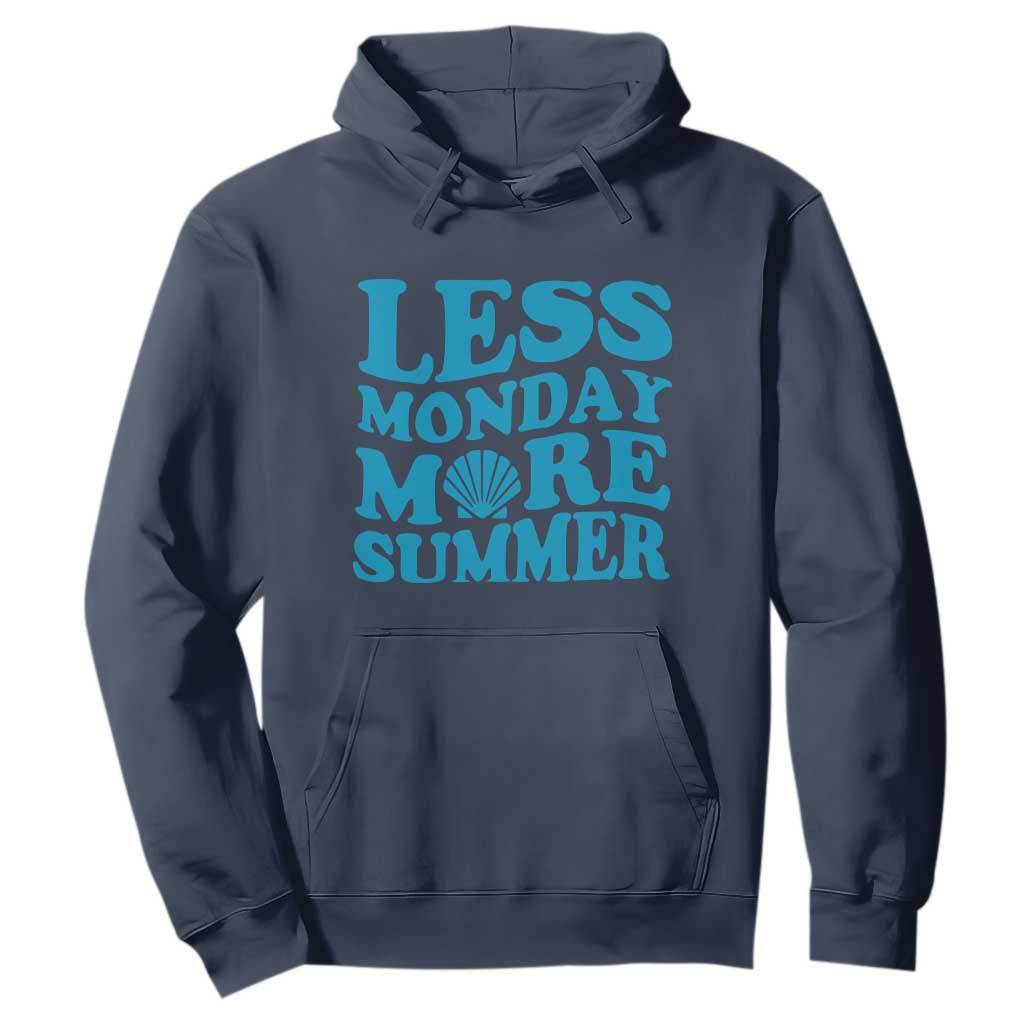 Less Monday More Summer Hoodie Retro Beach Seashell Graphic TS12 Navy Print Your Wear
