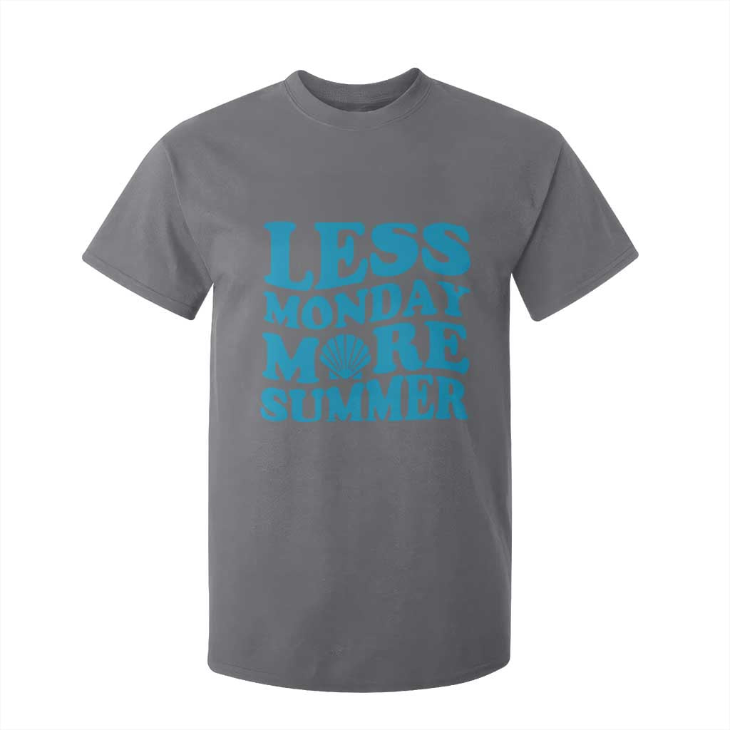 Less Monday More Summer T Shirt For Kid Retro Beach Seashell Graphic TS12 Charcoal Print Your Wear