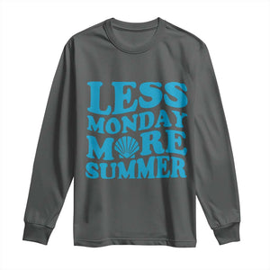 Less Monday More Summer Long Sleeve Shirt Retro Beach Seashell Graphic TS12 Dark Heather Print Your Wear