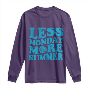 Less Monday More Summer Long Sleeve Shirt Retro Beach Seashell Graphic TS12 Purple Print Your Wear