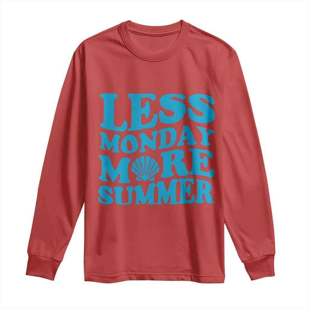 Less Monday More Summer Long Sleeve Shirt Retro Beach Seashell Graphic TS12 Red Print Your Wear