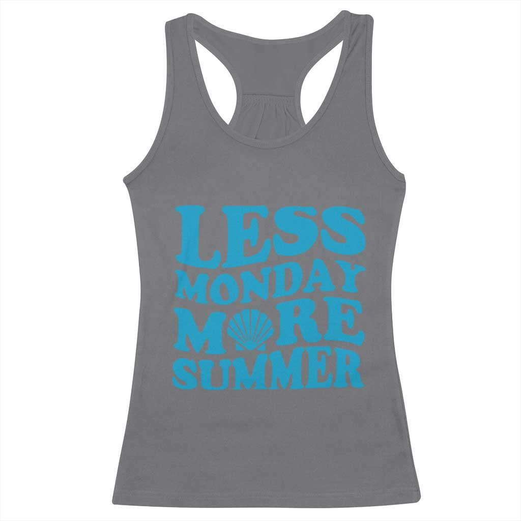 Less Monday More Summer Racerback Tank Top Retro Beach Seashell Graphic TS12 Charcoal Print Your Wear