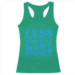 Less Monday More Summer Racerback Tank Top Retro Beach Seashell Graphic TS12 Irish Green Print Your Wear