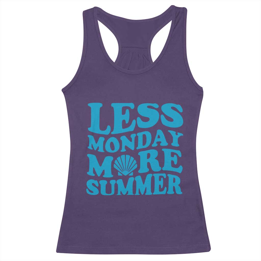 Less Monday More Summer Racerback Tank Top Retro Beach Seashell Graphic TS12 Purple Print Your Wear