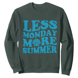 Less Monday More Summer Sweatshirt Retro Beach Seashell Graphic TS12 Dark Forest Green Print Your Wear