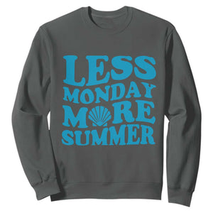 Less Monday More Summer Sweatshirt Retro Beach Seashell Graphic TS12 Dark Heather Print Your Wear