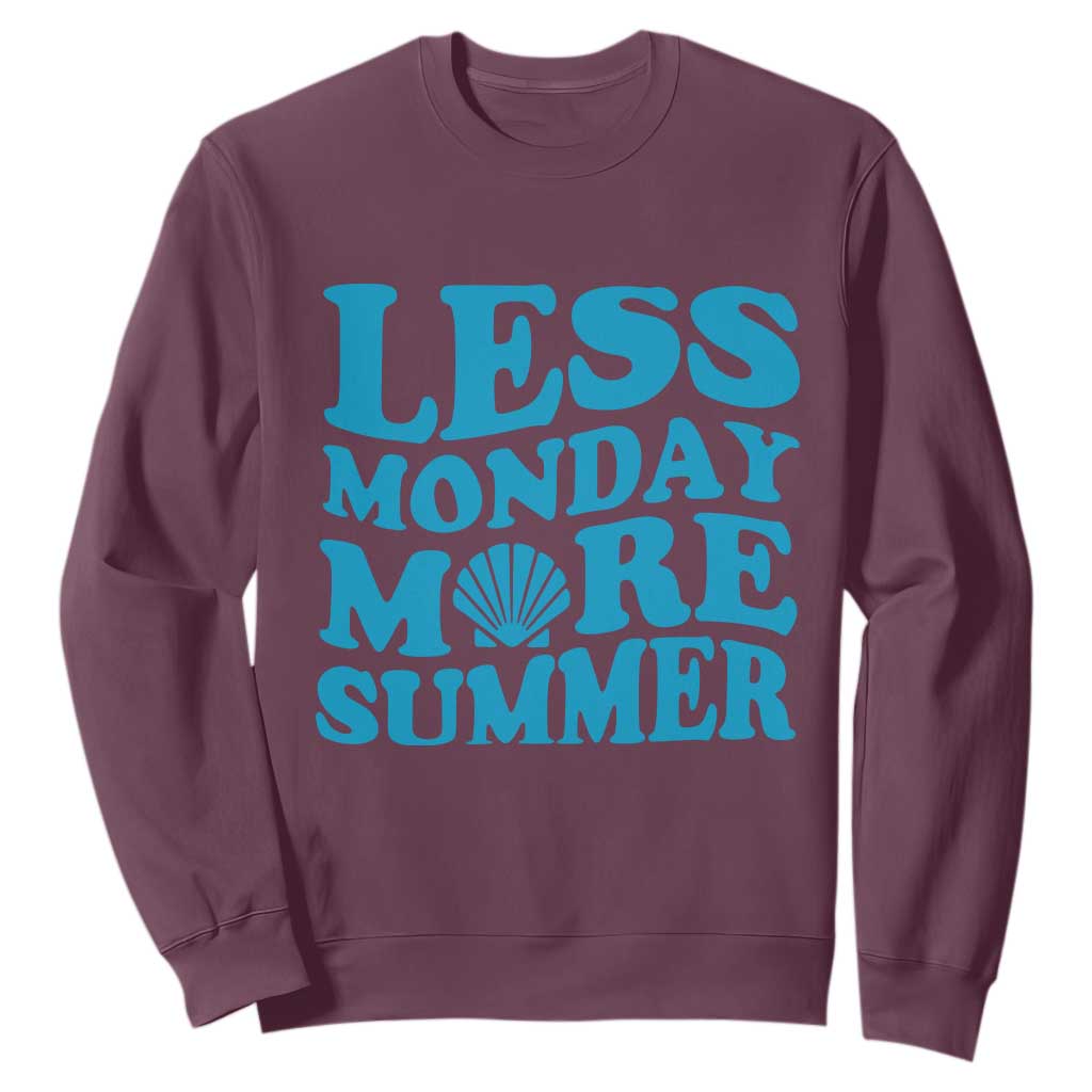 Less Monday More Summer Sweatshirt Retro Beach Seashell Graphic TS12 Maroon Print Your Wear