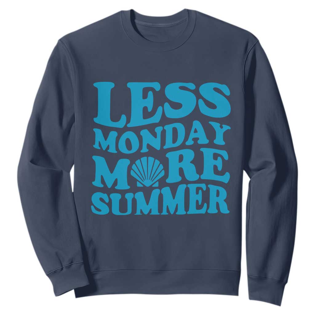 Less Monday More Summer Sweatshirt Retro Beach Seashell Graphic TS12 Navy Print Your Wear