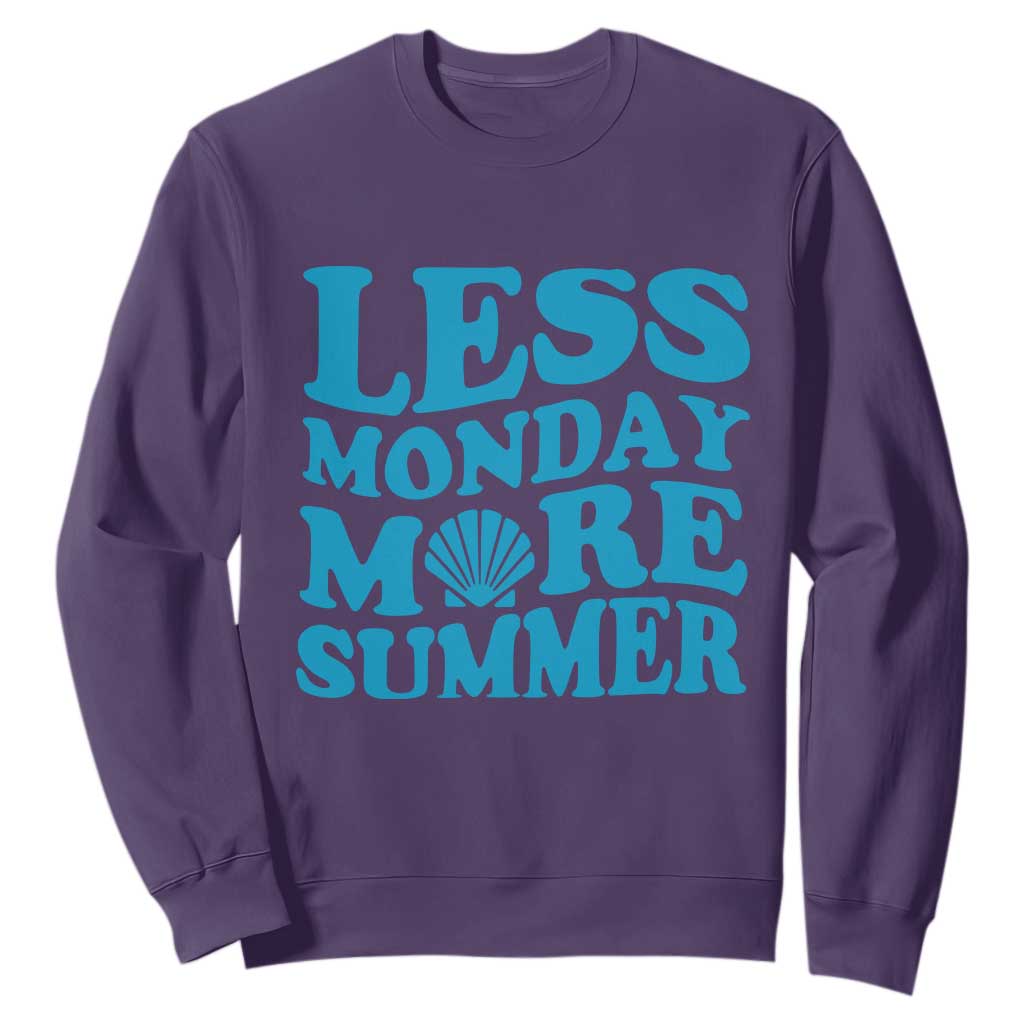 Less Monday More Summer Sweatshirt Retro Beach Seashell Graphic TS12 Purple Print Your Wear