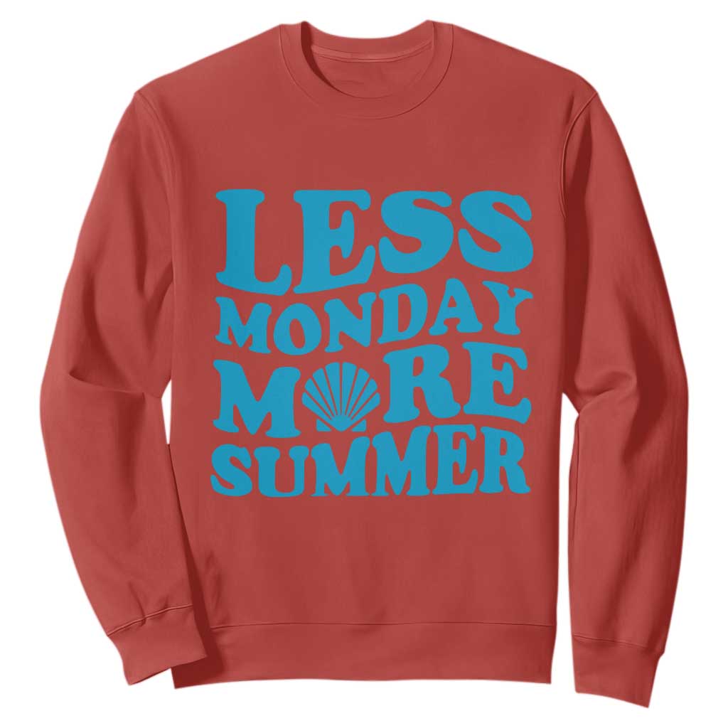 Less Monday More Summer Sweatshirt Retro Beach Seashell Graphic TS12 Red Print Your Wear