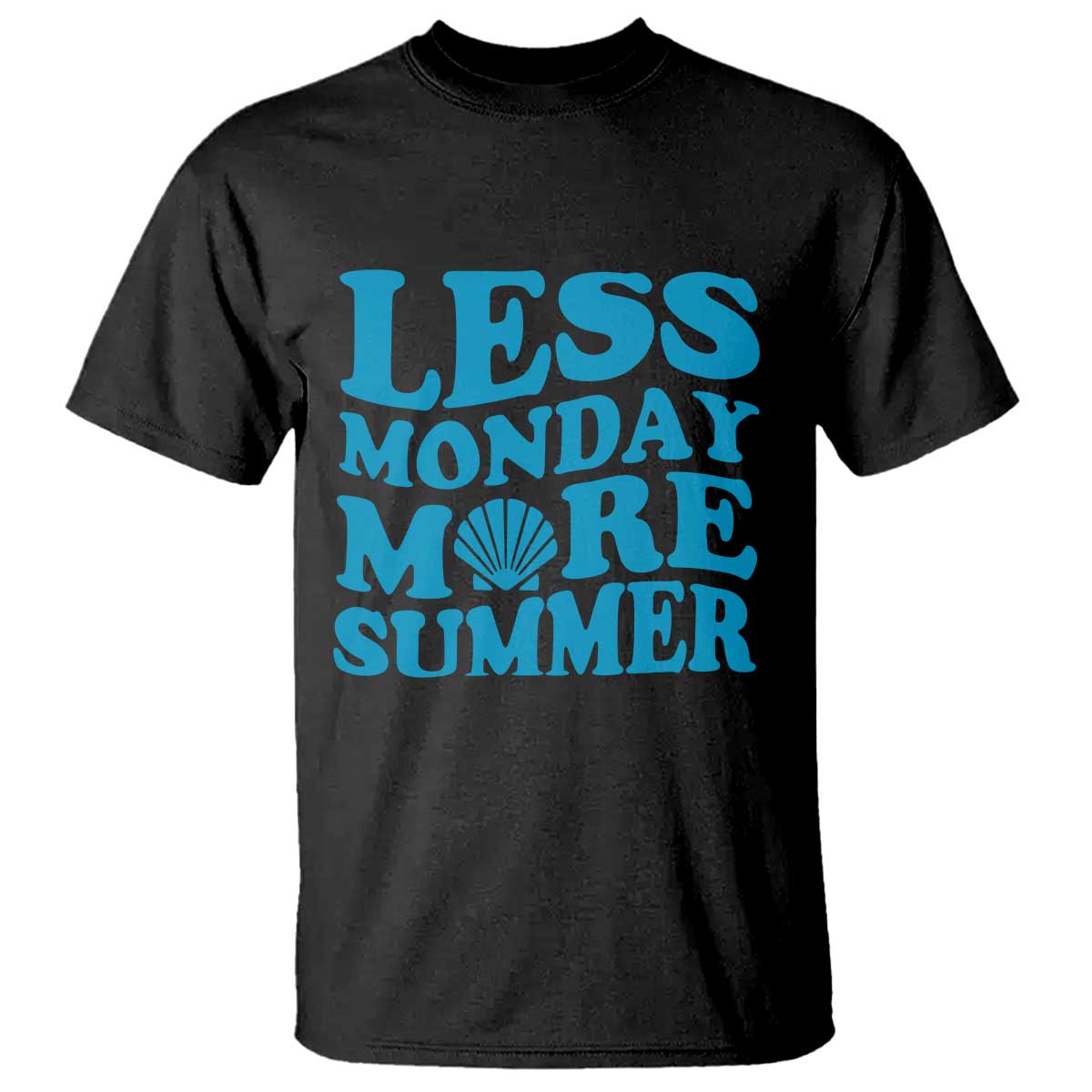 Less Monday More Summer T Shirt Retro Beach Seashell Graphic TS12 Black Print Your Wear