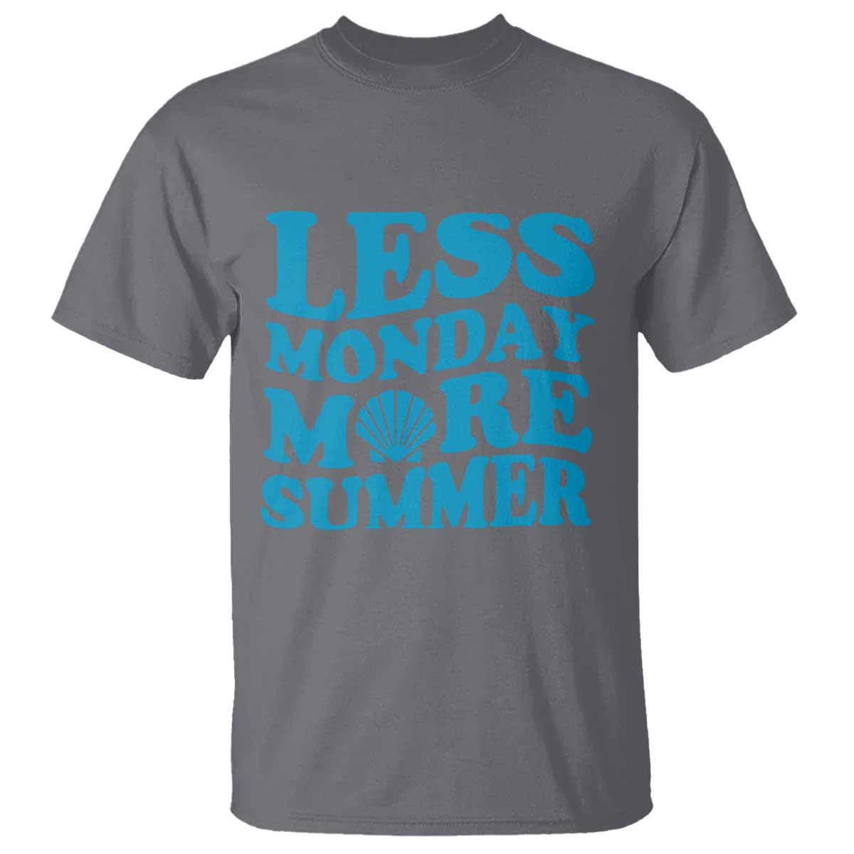 Less Monday More Summer T Shirt Retro Beach Seashell Graphic TS12 Charcoal Print Your Wear